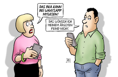 Cartoon: BKA und WhatsApp (medium) by Harm Bengen tagged bka,bundeskriminalamt,messengerdienste,spionage,whatsapp,mitlesen,handy,smartphone,harm,bengen,cartoon,karikatur,bka,bundeskriminalamt,messengerdienste,spionage,whatsapp,mitlesen,handy,smartphone,harm,bengen,cartoon,karikatur