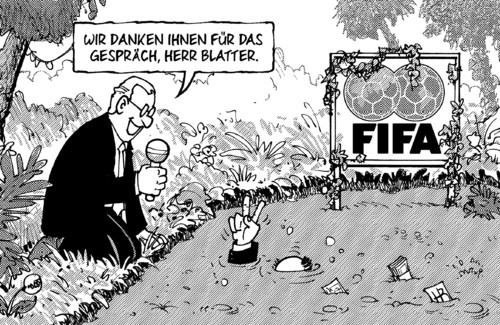 Cartoon: Blatter (medium) by Harm Bengen tagged joseph blatter,fußball,präsident,sport,korruption,wahl,wahlen,genf,sumpf,reporter,interview,joseph,blatter,fifa