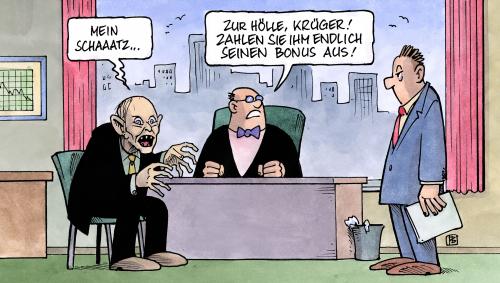 Cartoon: Bonus-Gier (medium) by Harm Bengen tagged bonus,gier,geld,aktien,bank,banker,bonus,gier,geld,aktien,bank,banker,finanzen,büro,gierig,manager,gehalt,gehälter,einkommen