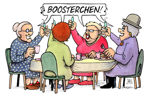 Cartoon: Boosterchen (medium) by Harm Bengen tagged boosterchen,booster,corona,auffrischung,impfung,kaffekraenzchen,susemil,spritzen,prost,harm,bengen,cartoon,karikatur,boosterchen,booster,corona,auffrischung,impfung,kaffekraenzchen,susemil,spritzen,prost,harm,bengen,cartoon,karikatur