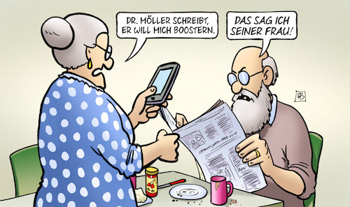 Cartoon: Boostern (medium) by Harm Bengen tagged doktor,möller,corona,boostern,drittimpfung,impfen,frau,sudemil,handy,eifersucht,harm,bengen,cartoon,karikatur,doktor,möller,corona,boostern,drittimpfung,impfen,frau,sudemil,handy,eifersucht,sex,harm,bengen,cartoon,karikatur