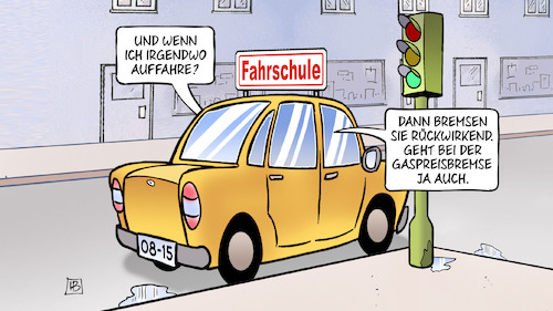 Cartoon: Bremse rückwirkend (medium) by Harm Bengen tagged auffahren,fahrschule,kfz,bremsen,rückwirkend,gaspreisbremse,energiekrise,energiepreise,harm,bengen,cartoon,karikatur,auffahren,fahrschule,kfz,bremsen,rückwirkend,gaspreisbremse,energiekrise,energiepreise,harm,bengen,cartoon,karikatur