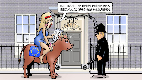 Cartoon: Brexit-Rechnung (medium) by Harm Bengen tagged brexit,rechnung,europa,stier,bobby,polizist,pfändungsbeschluss,downing,street,uk,gb,harm,bengen,cartoon,karikatur,brexit,rechnung,europa,stier,bobby,polizist,pfändungsbeschluss,downing,street,uk,gb,harm,bengen,cartoon,karikatur