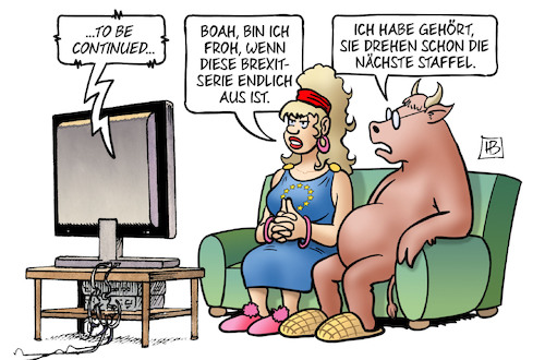 Cartoon: Brexit-Staffeln (medium) by Harm Bengen tagged europa,stier,sofa,tv,continued,fortsetzung,serie,staffeln,johnson,brexit,britisches,unterhaus,abstimmung,gb,uk,parlament,westminster,deal,dup,eu,harm,bengen,cartoon,karikatur,europa,stier,sofa,tv,continued,fortsetzung,serie,staffeln,johnson,brexit,britisches,unterhaus,abstimmung,gb,uk,parlament,westminster,deal,dup,eu,harm,bengen,cartoon,karikatur