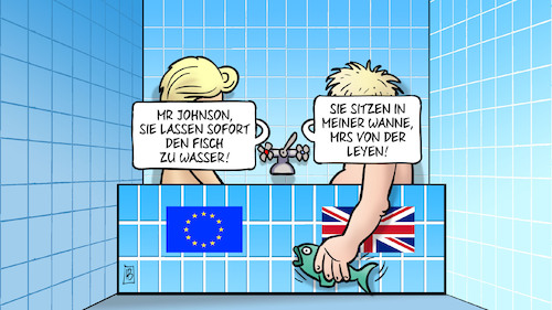 Cartoon: Brexit-Wanne (medium) by Harm Bengen tagged loriot,brexit,wanne,johnson,fisch,fischereirechte,wasser,von,der,leyen,vdl,gb,uk,eu,europa,bengen,cartoon,karikatur,loriot,brexit,wanne,johnson,fisch,fischereirechte,wasser,von,der,leyen,vdl,gb,uk,eu,europa,bengen,cartoon,karikatur