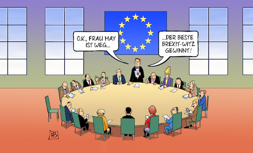 Cartoon: Brexit-Witze (medium) by Harm Bengen tagged gb,uk,may,brexit,witz,eu,europa,gipfel,harm,bengen,cartoon,karikatur,gb,uk,may,brexit,witz,eu,europa,gipfel,harm,bengen,cartoon,karikatur