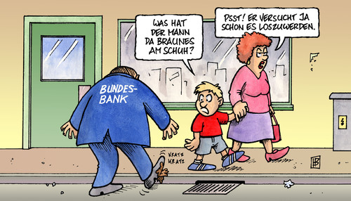 Cartoon: Bundesbank und Sarrazin (medium) by Harm Bengen tagged bundesbank,bundesbankchef,weber,thilo,sarrazin,braun,scheiße,hundescheiße,hundekot,rassimus,migration,beleidigung,buch,nebentätigkeit,rausschmiß,entlassung,wulff,bundesbank,bundesbankchef,weber,thilo sarrazin,braun,scheiße,hundescheiße,hundekot,rassimus,beleidigung,nebentätigkeit,rausschmiß,entlassung,wulff,spd,thilo,sarrazin