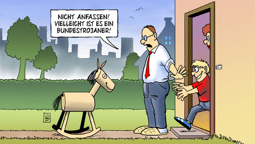 Cartoon: Bundestrojaner (medium) by Harm Bengen tagged bundes,trojaner,pc,virus,spitzel,ausspionieren,staat,ccc,chaos,computer,club,schaukelpferd,pferd,troja,sage,kind,bundes,trojaner,pc,virus,spitzel,ausspionieren,spionage,ccc,chaos computer club,schaukelpferd,troja,chaos,computer,club