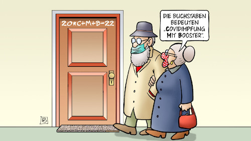 Cartoon: C M B 2022 (medium) by Harm Bengen tagged buchstaben,covidimpfung,booster,sternsinger,dreikönig,susemil,corona,tür,harm,bengen,cartoon,karikatur,buchstaben,covidimpfung,booster,sternsinger,dreikönig,susemil,corona,tür,harm,bengen,cartoon,karikatur