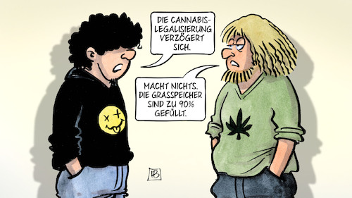 Cartoon: Cannabis-Verzögerung (medium) by Harm Bengen tagged cannabis,legalisierung,verzögerung,grasspeicher,gaspeicher,kiffer,kiffen,harm,bengen,cartoon,karikatur,cannabis,legalisierung,verzögerung,grasspeicher,gaspeicher,kiffer,kiffen,harm,bengen,cartoon,karikatur