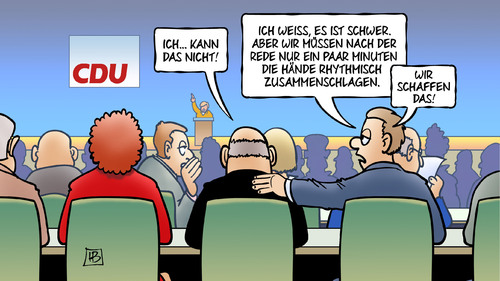 Cartoon: CDU-Parteitag 2016 (medium) by Harm Bengen tagged cdu,parteitag,essen,merkel,flüchtlingspolitik,streit,wir,schaffen,das,klatschen,beifall,applaus,harm,bengen,cartoon,karikatur,cdu,parteitag,essen,merkel,flüchtlingspolitik,streit,wir,schaffen,das,klatschen,beifall,applaus,harm,bengen,cartoon,karikatur