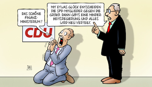 Cartoon: CDU hadert (medium) by Harm Bengen tagged finanzministerium,cdu,hadert,spd,mitgliederbefragung,groko,minderheitsregierung,verzweifelung,beten,harm,bengen,cartoon,karikatur,finanzministerium,cdu,hadert,spd,mitgliederbefragung,groko,minderheitsregierung,verzweifelung,beten,harm,bengen,cartoon,karikatur