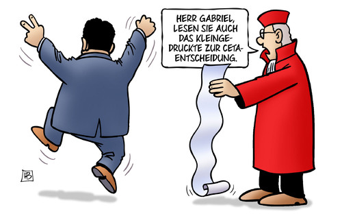 Cartoon: CETA-Entscheidung (medium) by Harm Bengen tagged ceta,entscheidung,gabriel,lesen,kleingedrucktes,bverfg,bundesverfassungsgericht,harm,bengen,cartoon,karikatur,ceta,entscheidung,gabriel,lesen,kleingedrucktes,bverfg,bundesverfassungsgericht,harm,bengen,cartoon,karikatur