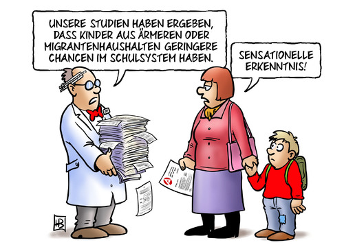 Cartoon: Chancengleichheit (medium) by Harm Bengen tagged chancengleichheit,bildungssystem,schulsystem,schule,studien,armut,migration,abitur,gymnasium,bertelsmannstiftung,wissenschaftler,chancengleichheit,bildungssystem,schulsystem,schule,studien,armut,migration,gymnasium,abitur,bertelsmannstiftung,bildung,wissen