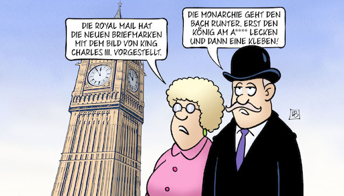 Cartoon: Charles-Briefmarke (medium) by Harm Bengen tagged royal,mail,gb,uk,big,ben,briefmarken,bild,king,charles,monarchie,könig,kleben,harm,bengen,cartoon,karikatur,royal,mail,gb,uk,big,ben,briefmarken,bild,king,charles,monarchie,könig,kleben,harm,bengen,cartoon,karikatur