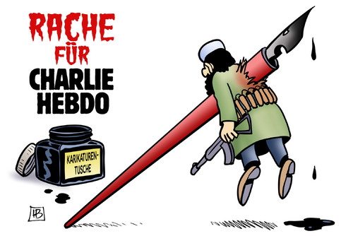 Cartoon: Charlie Hebdo (medium) by Harm Bengen tagged karikatur,cartoon,bengen,harm,rache,mord,anschlag,islamisten,terror,zeitschrift,satire,hebdo,charlie,charlie,hebdo,satire,zeitschrift,terror,islamisten,anschlag,mord,rache,harm,bengen,cartoon,karikatur