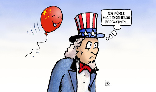 Cartoon: China-Ballon (medium) by Harm Bengen tagged china,spionage,ballon,beobachtet,usa,uncle,sam,harm,bengen,cartoon,karikatur,china,spionage,ballon,beobachtet,usa,uncle,sam,harm,bengen,cartoon,karikatur