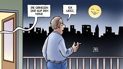 Cartoon: Chinesen auf dem Mond (medium) by Harm Bengen tagged mond,china,chinesen,raumfahrt,raumschiff,sonde,rover,jadehase,harm,bengen,cartoon,karikatur,chinesen,china,mond,raumfahrt,raumschiff,sonde,rover,jadehase,harm,bengen,cartoon,karikatur