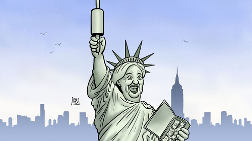 Cartoon: Clinton-Liberty (medium) by Harm Bengen tagged hillary,clinton,liberty,freiheitsstaue,usa,vorwahlen,wahlen,president,harm,bengen,cartoon,karikatur,hillary,clinton,liberty,freiheitsstaue,usa,vorwahlen,wahlen,president,harm,bengen,cartoon,karikatur