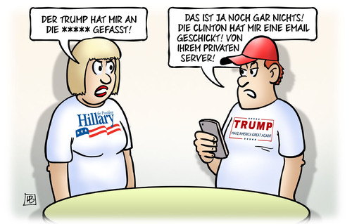 Cartoon: Clinton-Trump-Vergleich (medium) by Harm Bengen tagged trump,pussy,sexuelle,belästigung,clinton,email,privater,server,vergleich,usa,präsidentschaftswahl,harm,bengen,cartoon,karikatur,trump,pussy,sexuelle,belästigung,clinton,email,privater,server,vergleich,usa,präsidentschaftswahl,harm,bengen,cartoon,karikatur