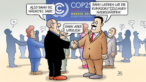 Cartoon: COP25-Abschluß (medium) by Harm Bengen tagged klimaschutzzusagen,nachschärfen,klimaschutzkonferenz,madrid,chile,verschiebung,co2,klimaziele,klimawandel,harm,bengen,cartoon,karikatur,klimaschutzzusagen,nachschärfen,klimaschutzkonferenz,madrid,chile,verschiebung,co2,klimaziele,klimawandel,harm,bengen,cartoon,karikatur