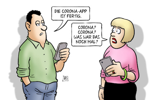 Cartoon: Corona-App (medium) by Harm Bengen tagged corona,covid19,app,smartphone,handy,gesundheitsminister,spahn,pandemie,vergessen,harm,bengen,cartoon,karikatur,corona,covid19,app,smartphone,handy,gesundheitsminister,spahn,pandemie,vergessen,harm,bengen,cartoon,karikatur