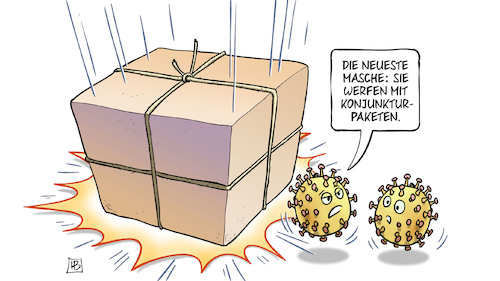 Cartoon: Corona-Konjunktur (medium) by Harm Bengen tagged masche,coronavirus,konjunktur,wirtschaft,pakete,krankheit,ansteckung,pandemie,harm,bengen,cartoon,karikatur,masche,coronavirus,konjunktur,wirtschaft,pakete,krankheit,ansteckung,pandemie,harm,bengen,cartoon,karikatur