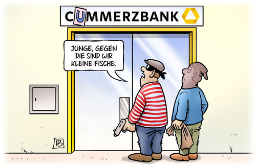 Cartoon: Cum-Cum-Deals (medium) by Harm Bengen tagged bankräuber,verbrechen,bankraub,commerzbank,cum,deals,kleine,fische,steuerhinterziehung,steuervermeidung,harm,bengen,cartoon,karikatur,bankräuber,verbrechen,bankraub,commerzbank,cum,deals,kleine,fische,steuerhinterziehung,steuervermeidung,harm,bengen,cartoon,karikatur