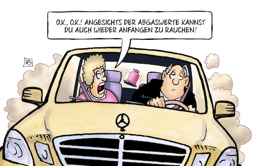 Cartoon: Daimler-Abgase (medium) by Harm Bengen tagged daimler,abgase,abgaswerte,abgasskandal,merceds,rauchen,kfz,auto,ehe,harm,bengen,cartoon,karikatur,daimler,abgase,abgaswerte,abgasskandal,merceds,rauchen,kfz,auto,ehe,harm,bengen,cartoon,karikatur