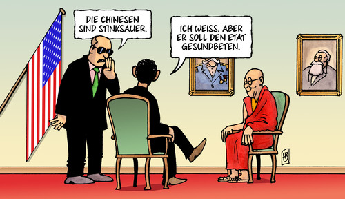 Cartoon: Dalai Lama bei Obama (medium) by Harm Bengen tagged dalai,lama,obama,usa,china,etat,haushalt,streit,demokraten,republikaner,diplomatie,tibet,beten,gesund,dalai lama,barack obama,china,etat,haushalt,streit,demokraten,republikaner,diplomatie,tibet,gesund,beten,dalai,lama,barack,obama