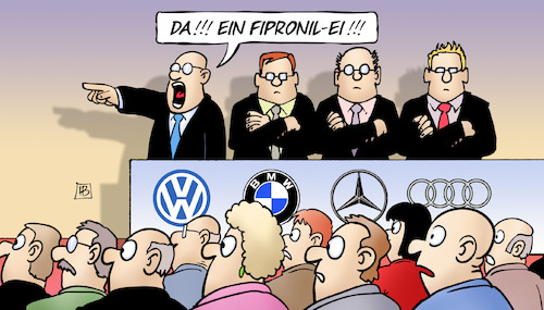 Cartoon: Das Ei als Retter (medium) by Harm Bengen tagged fipronil,dieselskandal,abgasskandal,vw,daimler,merceds,bmw,audi,automobilindustrie,ablenkung,eierskandal,harm,bengen,cartoon,karikatur,fipronil,dieselskandal,abgasskandal,vw,daimler,merceds,bmw,audi,automobilindustrie,ablenkung,eierskandal,harm,bengen,cartoon,karikatur