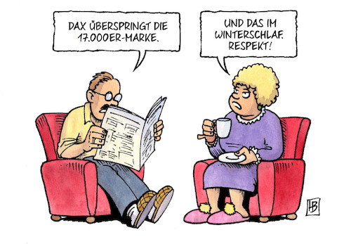 Cartoon: DAX über 17000 (medium) by Harm Bengen tagged dax,17000,börse,geld,wirtschaft,aktien,rekordmarke,dachs,winterschlaf,respekt,zeitung,harm,bengen,cartoon,karikatur,dax,17000,börse,geld,wirtschaft,aktien,rekordmarke,dachs,winterschlaf,respekt,zeitung,harm,bengen,cartoon,karikatur