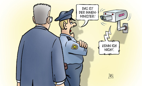 Cartoon: DeMaiziere und Gesichtserkennung (medium) by Harm Bengen tagged demaiziere,gesichtserkennung,kamera,datenschutz,polizei,innenminister,ueberwachung,harm,bengen,cartoon,karikatur,demaiziere,gesichtserkennung,kamera,datenschutz,polizei,innenminister,ueberwachung,harm,bengen,cartoon,karikatur