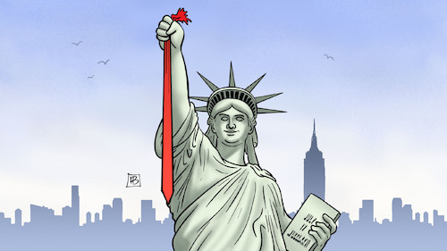 Cartoon: Demokratie-Beute (medium) by Harm Bengen tagged freiheitsstatue,liberty,schlips,beute,tie,democracy,usa,wahl,trump,biden,harm,bengen,cartoon,karikatur,freiheitsstatue,liberty,schlips,beute,tie,democracy,usa,wahl,trump,biden,harm,bengen,cartoon,karikatur