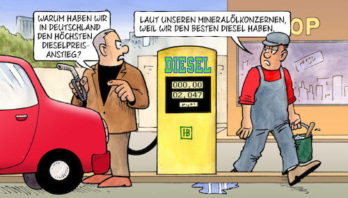 Cartoon: Deutscher Dieselpreis (medium) by Harm Bengen tagged deutschland,dieselpreisanstieg,tankstelle,tankwart,zapfsäule,mineralölkonzerne,harm,bengen,cartoon,karikatur,deutschland,dieselpreisanstieg,tankstelle,tankwart,zapfsäule,mineralölkonzerne,harm,bengen,cartoon,karikatur