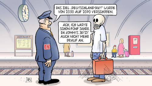 Cartoon: Deutschland-Takt verschoben (medium) by Harm Bengen tagged deutschlandtakt,verschoben,bahnhof,bahnsteig,skelett,tod,warten,spinnweben,bahn,schaffner,harm,bengen,cartoon,karikatur,deutschlandtakt,verschoben,bahnhof,bahnsteig,skelett,tod,warten,spinnweben,bahn,schaffner,harm,bengen,cartoon,karikatur