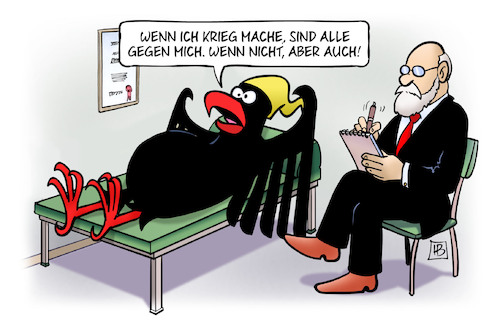 Cartoon: Deutschland im Dilemma (medium) by Harm Bengen tagged deutschland,psychiater,psychologe,couch,adler,bundesadler,russland,ukraine,krieg,angriff,harm,bengen,cartoon,karikatur,deutschland,psychiater,psychologe,couch,adler,bundesadler,russland,ukraine,krieg,angriff,harm,bengen,cartoon,karikatur