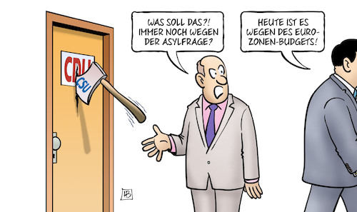 Cartoon: Die Axt im Haus (medium) by Harm Bengen tagged asylfrage,axt,eurozonen,budget,flüchtlinge,migration,söder,seehofer,merkel,union,csu,cdu,streit,macron,europa,harm,bengen,cartoon,karikatur,asylfrage,axt,eurozonen,budget,flüchtlinge,migration,söder,seehofer,merkel,union,csu,cdu,streit,macron,europa,harm,bengen,cartoon,karikatur