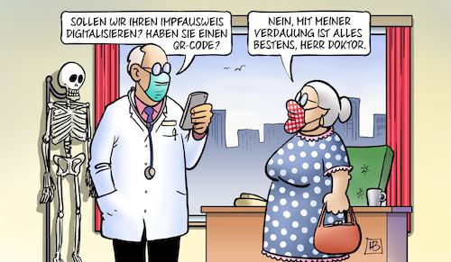 Cartoon: Digitaler Impfausweis (medium) by Harm Bengen tagged digitaler,impfausweis,digitalisieren,qr,code,kot,verdauung,doktor,arzt,corona,warnapp,susemil,harm,bengen,cartoon,karikatur,digitaler,impfausweis,digitalisieren,qr,code,kot,verdauung,doktor,arzt,corona,warnapp,susemil,harm,bengen,cartoon,karikatur