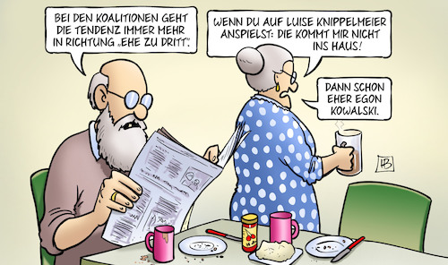 Cartoon: Dreier-Koalitionen (medium) by Harm Bengen tagged dreier,koalitionen,tendenz,ehe,zu,dritt,landtagswahlen,regierungsbildung,susemil,harm,bengen,cartoon,karikatur,dreier,koalitionen,tendenz,ehe,zu,dritt,landtagswahlen,regierungsbildung,susemil,harm,bengen,cartoon,karikatur