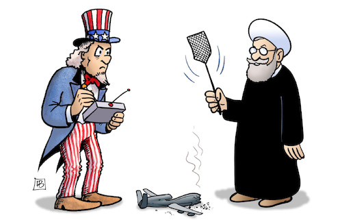 Cartoon: Drohnen-Abschuss (medium) by Harm Bengen tagged drone,firing,drohnen,abschuss,iran,usa,uncle,sam,krieg,drohung,fliegenklatsche,harm,bengen,cartoon,karikatur,drone,firing,drohnen,abschuss,iran,usa,uncle,sam,krieg,drohung,fliegenklatsche,harm,bengen,cartoon,karikatur