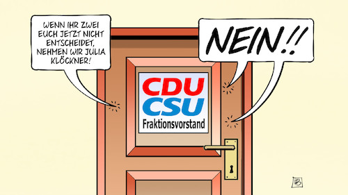 Cartoon: Druck auf Laschet-Söder (medium) by Harm Bengen tagged druck,laschet,söder,entscheidung,klöckner,cdu,csu,fraktionsvorstand,kanzlerkandidatur,tür,harm,bengen,cartoon,karikatur,druck,laschet,söder,entscheidung,klöckner,cdu,csu,fraktionsvorstand,kanzlerkandidatur,tür,harm,bengen,cartoon,karikatur