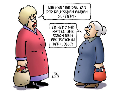 Cartoon: Dt. Einheit-Streit (medium) by Harm Bengen tagged deutsche,einheit,gefeiert,fruehstueck,streit,susemil,harm,bengen,cartoon,karikatur,deutsche,einheit,gefeiert,fruehstueck,streit,susemil,harm,bengen,cartoon,karikatur