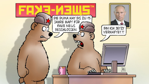 Cartoon: Duma und Fake News (medium) by Harm Bengen tagged duma,haft,fake,news,verhaftet,bären,computer,russland,ukraine,krieg,einmarsch,angriff,harm,bengen,cartoon,karikatur,duma,haft,fake,news,verhaftet,bären,computer,russland,ukraine,krieg,einmarsch,angriff,harm,bengen,cartoon,karikatur