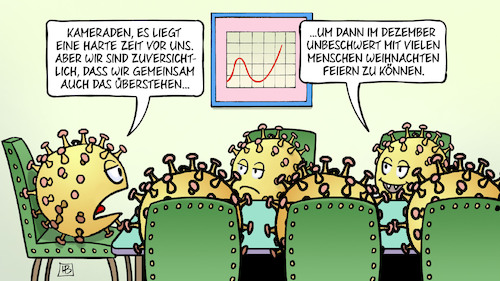 Cartoon: Durchhalten (medium) by Harm Bengen tagged kameraden,dezember,menschen,weihnachten,feiern,corona,viren,virus,bilanz,lockdown,november,harm,bengen,cartoon,karikatur,kameraden,dezember,menschen,weihnachten,feiern,corona,viren,virus,bilanz,lockdown,november,harm,bengen,cartoon,karikatur