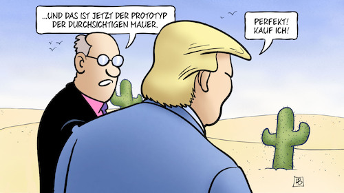 Cartoon: Durchsichtige Mauer (medium) by Harm Bengen tagged durchsichtige,mauer,prototyp,trump,mexiko,harm,bengen,cartoon,karikatur,durchsichtige,mauer,prototyp,trump,mexiko,harm,bengen,cartoon,karikatur