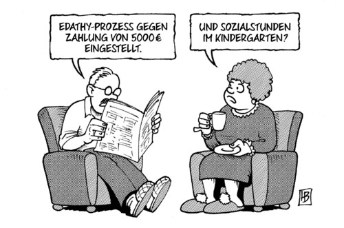 Cartoon: Edathy-Prozess eingestellt (medium) by Harm Bengen tagged zahlung,eingestellt,einstellung,sozialstunden,kindergarten,ermittlungen,edathy,padophil,kinderpornographie,klatsch,prozess,gericht,justiz,harm,bengen,cartoon,karikatur