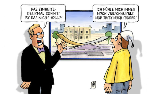 Cartoon: Einheitswippe (medium) by Harm Bengen tagged einheitsdenkmal,einheitswippe,verschaukelt,kostensteigerung,teurer,teuer,michel,berlin,harm,bengen,cartoon,karikatur,einheitsdenkmal,einheitswippe,verschaukelt,kostensteigerung,teurer,teuer,michel,berlin,harm,bengen,cartoon,karikatur