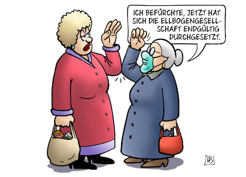 Cartoon: Ellbogengesellschaft (medium) by Harm Bengen tagged ellbogengesellschaft,susemil,jutta,begrüssung,corona,coronavirus,ansteckung,pandemie,epidemie,krankheit,schaden,harm,bengen,cartoon,karikatur,ellbogengesellschaft,susemil,jutta,begrüssung,corona,coronavirus,ansteckung,pandemie,epidemie,krankheit,schaden,harm,bengen,cartoon,karikatur