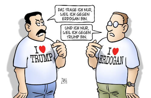 Cartoon: Erdogan und Trump (medium) by Harm Bengen tagged erdogan,trump,tshirt,türkische,lira,währung,wirtschaftskrieg,zölle,wirtschaft,türkei,harm,bengen,cartoon,karikatur,erdogan,trump,tshirt,türkische,lira,währung,wirtschaftskrieg,zölle,wirtschaft,türkei,harm,bengen,cartoon,karikatur